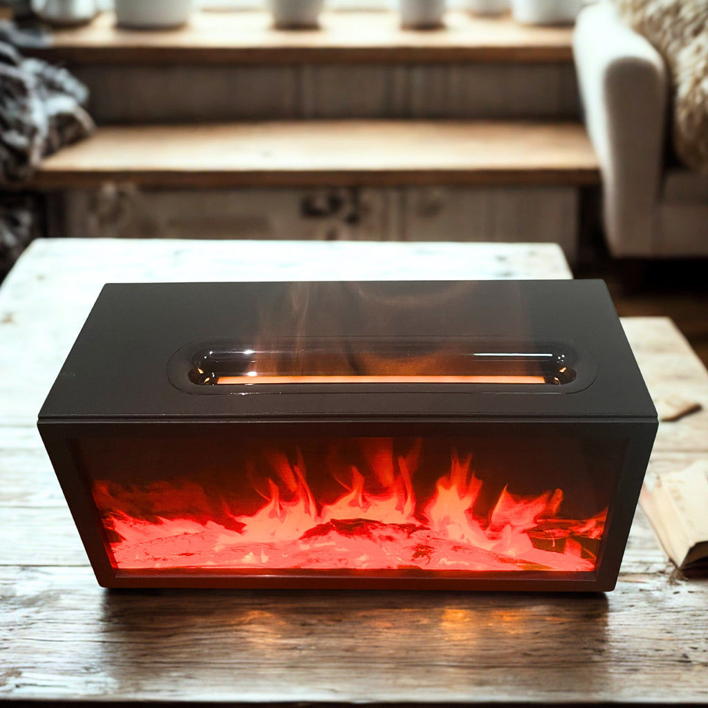 Diffusor mit Flammeneffekt und entspannenden Klängen – Schwarz USB – Farbwechsel